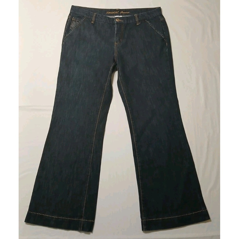 Jordache Womens Premium Bootcut Dark Wash Jeans Mid-rise Stretch Size‎ 12 Short